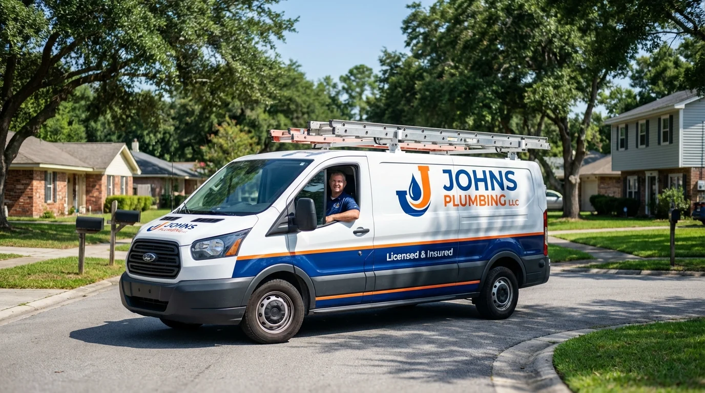 Johns Plumbing LLC service van in Rochester, WI