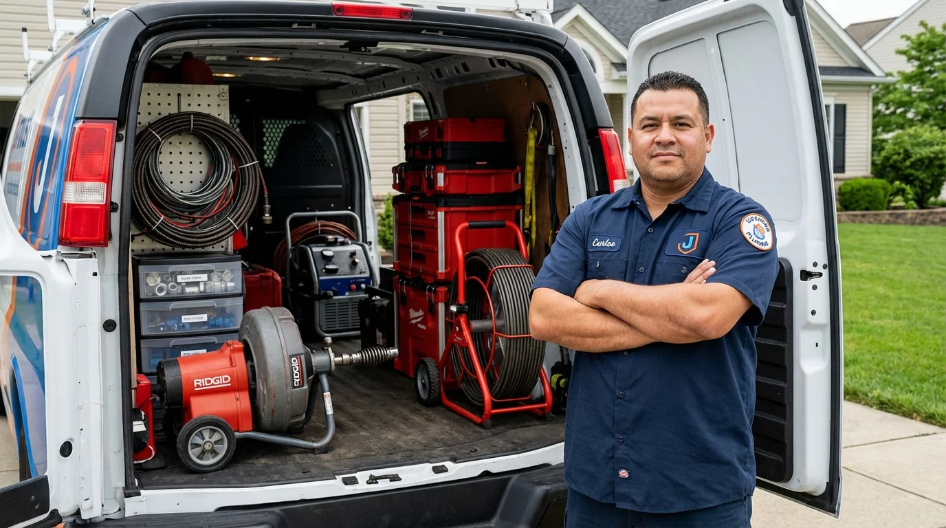 Professional drain cleaning equipment and Johns Plumbing LLC plumber in Rochester